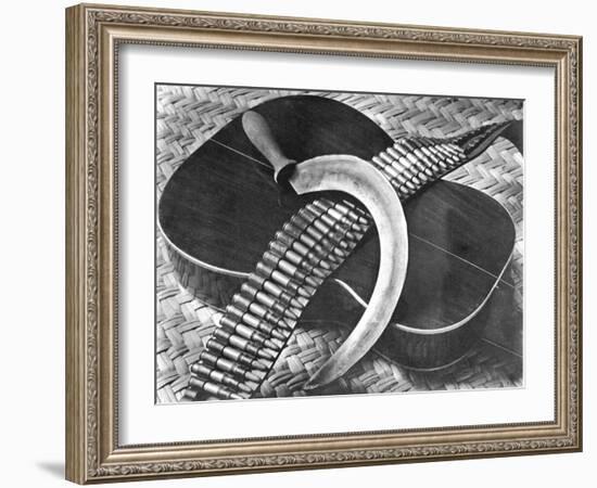 Mexican Revolution: Guitar, Sickle and Ammunition Belt, Mexico City, 1927-Tina Modotti-Framed Giclee Print