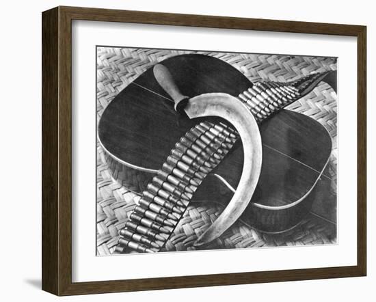 Mexican Revolution: Guitar, Sickle and Ammunition Belt, Mexico City, 1927-Tina Modotti-Framed Giclee Print