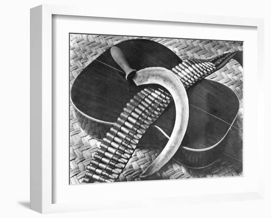 Mexican Revolution: Guitar, Sickle and Ammunition Belt, Mexico City, 1927-Tina Modotti-Framed Giclee Print