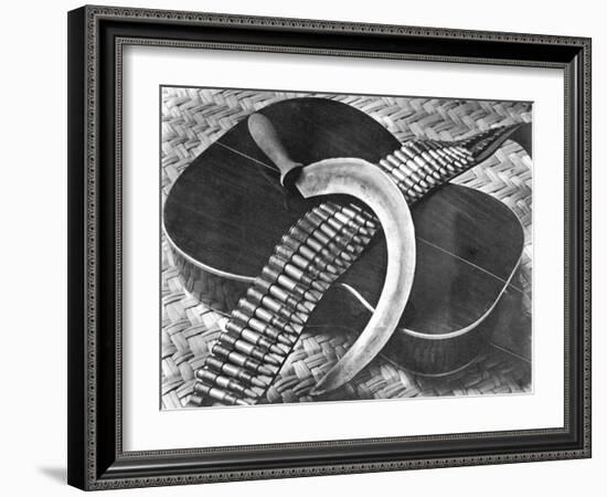 Mexican Revolution: Guitar, Sickle and Ammunition Belt, Mexico City, 1927-Tina Modotti-Framed Giclee Print