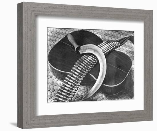 Mexican Revolution: Guitar, Sickle and Ammunition Belt, Mexico City, 1927-Tina Modotti-Framed Premium Giclee Print