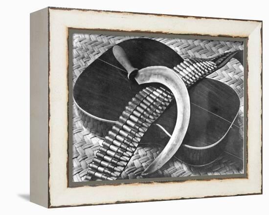 Mexican Revolution: Guitar, Sickle and Ammunition Belt, Mexico City, 1927-Tina Modotti-Framed Premier Image Canvas