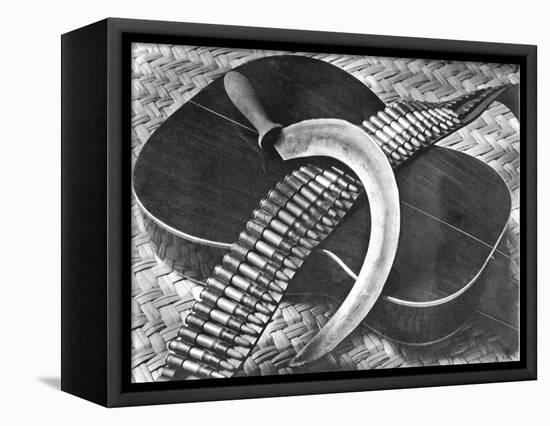 Mexican Revolution: Guitar, Sickle and Ammunition Belt, Mexico City, 1927-Tina Modotti-Framed Premier Image Canvas