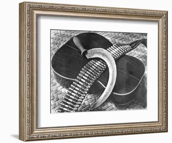 Mexican Revolution: Guitar, Sickle and Ammunition Belt, Mexico City, 1927-Tina Modotti-Framed Giclee Print