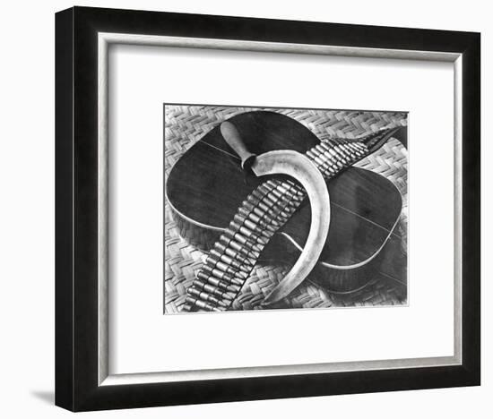 Mexican Revolution: Guitar, Sickle and Ammunition Belt, Mexico City, 1927-Tina Modotti-Framed Giclee Print