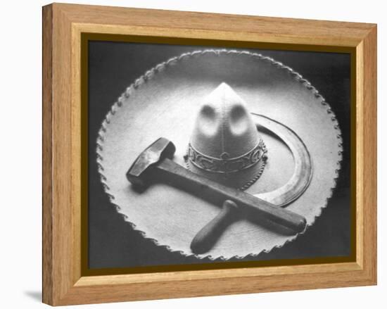 Mexican Revolution: Sombrero with Hammer and Sickle, Mexico City, 1927-Tina Modotti-Framed Premier Image Canvas