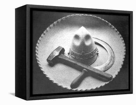 Mexican Revolution: Sombrero with Hammer and Sickle, Mexico City, 1927-Tina Modotti-Framed Premier Image Canvas