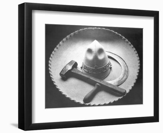 Mexican Revolution: Sombrero with Hammer and Sickle, Mexico City, 1927-Tina Modotti-Framed Premium Giclee Print