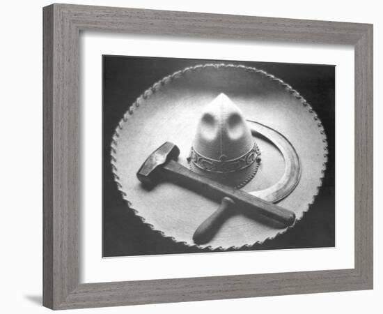 Mexican Revolution: Sombrero with Hammer and Sickle, Mexico City, 1927-Tina Modotti-Framed Giclee Print