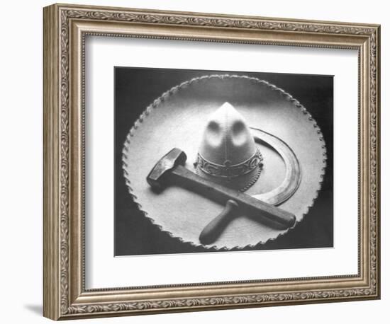 Mexican Revolution: Sombrero with Hammer and Sickle, Mexico City, 1927-Tina Modotti-Framed Giclee Print