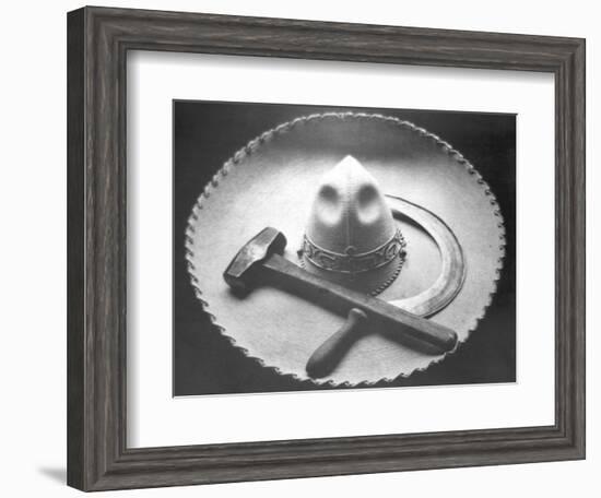 Mexican Revolution: Sombrero with Hammer and Sickle, Mexico City, 1927-Tina Modotti-Framed Giclee Print