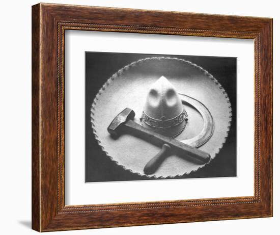 Mexican Revolution: Sombrero with Hammer and Sickle, Mexico City, 1927-Tina Modotti-Framed Giclee Print