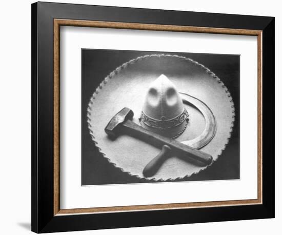 Mexican Revolution: Sombrero with Hammer and Sickle, Mexico City, 1927-Tina Modotti-Framed Giclee Print