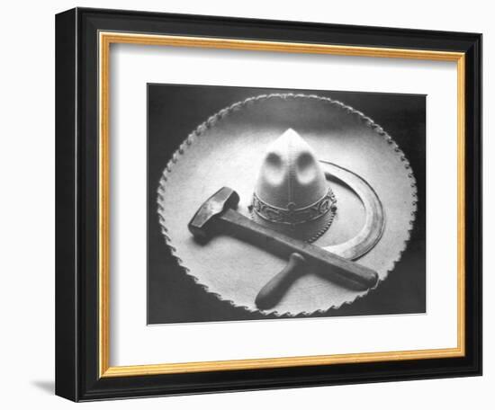 Mexican Revolution: Sombrero with Hammer and Sickle, Mexico City, 1927-Tina Modotti-Framed Giclee Print