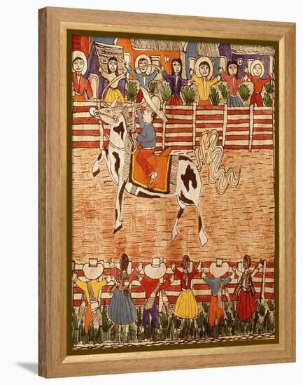 Mexican Rodeo, Folk Art on Wooden Sheet, 20th Century-null-Framed Premier Image Canvas