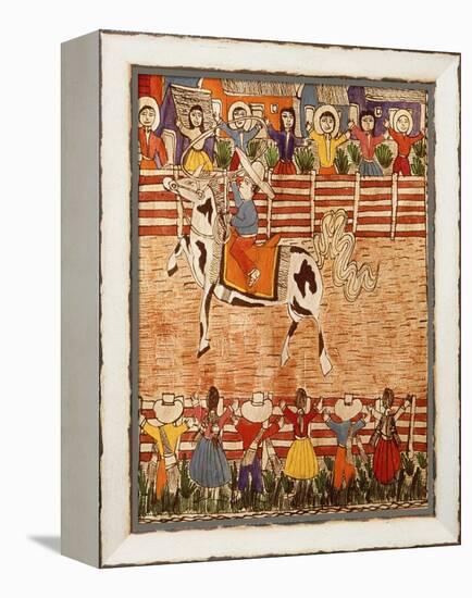 Mexican Rodeo, Folk Art on Wooden Sheet, 20th Century-null-Framed Premier Image Canvas