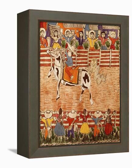 Mexican Rodeo, Folk Art on Wooden Sheet, 20th Century-null-Framed Premier Image Canvas