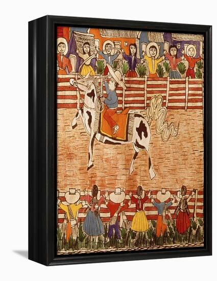 Mexican Rodeo, Folk Art on Wooden Sheet, 20th Century-null-Framed Premier Image Canvas