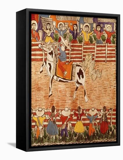 Mexican Rodeo, Folk Art on Wooden Sheet, 20th Century-null-Framed Premier Image Canvas