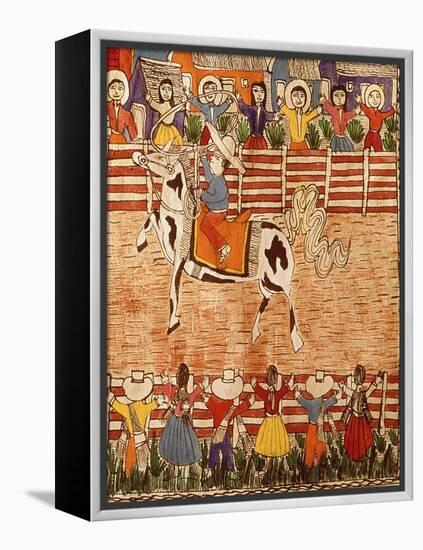 Mexican Rodeo, Folk Art on Wooden Sheet, 20th Century-null-Framed Premier Image Canvas