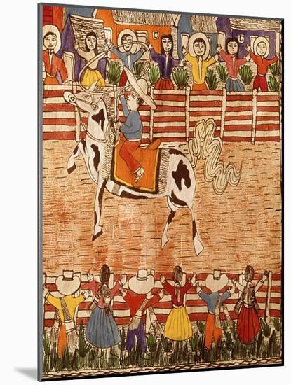 Mexican Rodeo, Folk Art on Wooden Sheet, 20th Century-null-Mounted Giclee Print