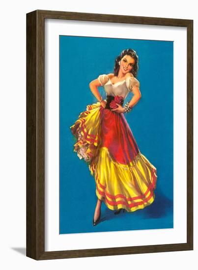 Mexican Senorita Dancing-null-Framed Art Print