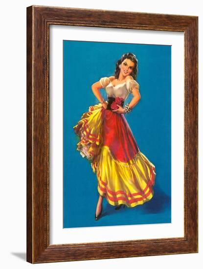 Mexican Senorita Dancing-null-Framed Art Print