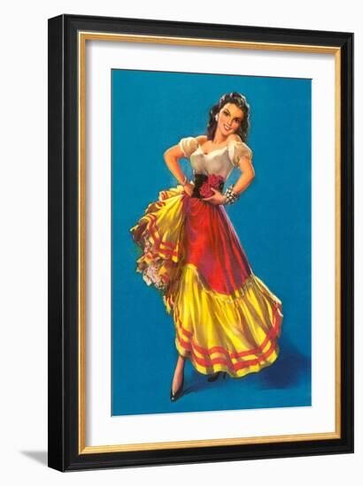 Mexican Senorita Dancing-null-Framed Art Print