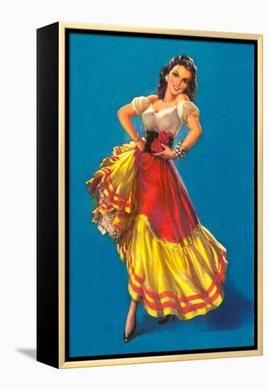 Mexican Senorita Dancing-null-Framed Stretched Canvas