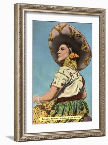 Mexican Senorita with Hat-null-Framed Art Print