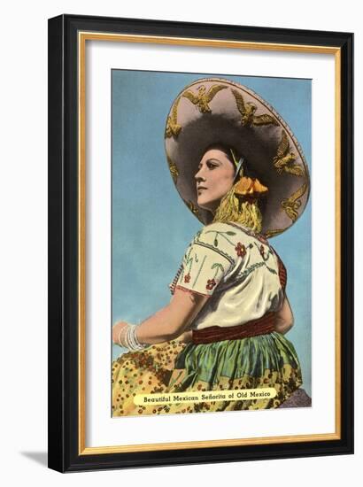 Mexican Senorita with Hat-null-Framed Art Print