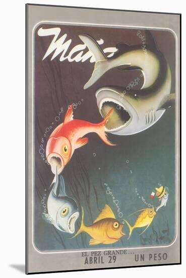 Mexican Travel Poster, Big Fish-null-Mounted Art Print