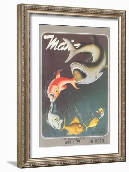 Mexican Travel Poster, Big Fish-null-Framed Premium Giclee Print