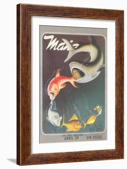 Mexican Travel Poster, Big Fish-null-Framed Premium Giclee Print