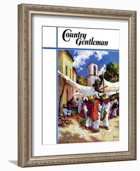 "Mexican Village Market," Country Gentleman Cover, June 1, 1938-G. Kay-Framed Giclee Print