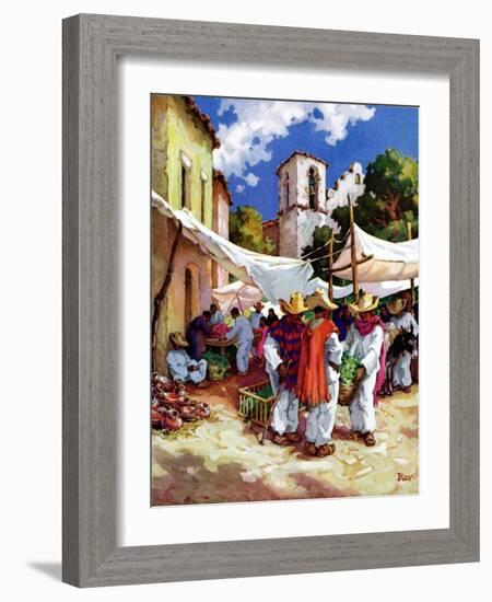 "Mexican Village Market,"June 1, 1938-G. Kay-Framed Giclee Print