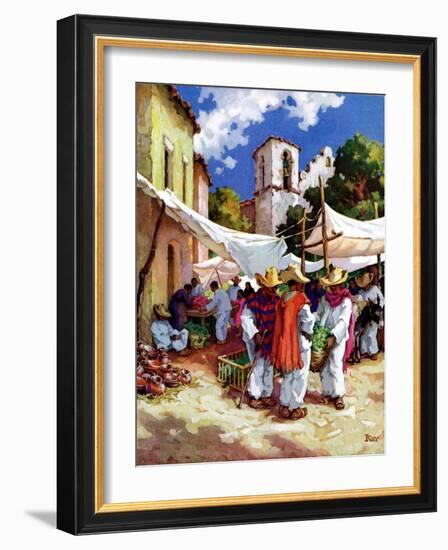 "Mexican Village Market,"June 1, 1938-G. Kay-Framed Giclee Print