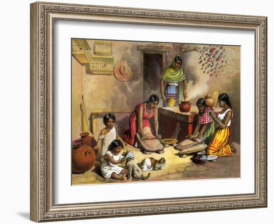 Mexican Women Making Tortillas, 1800s-null-Framed Giclee Print