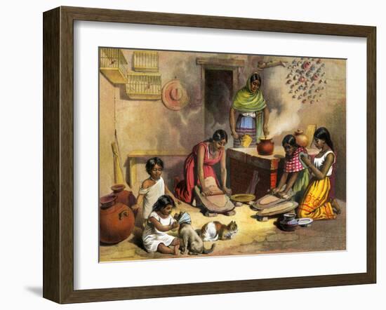 Mexican Women Making Tortillas, 1800s-null-Framed Giclee Print