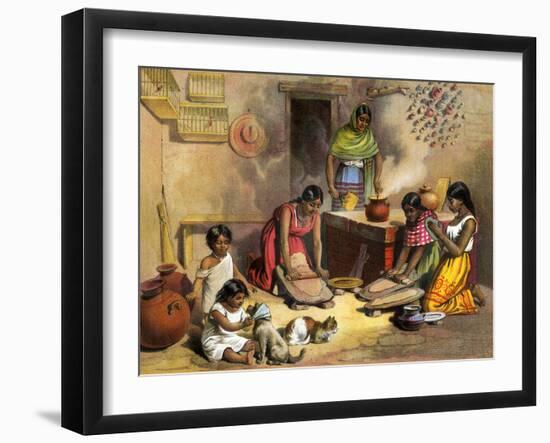 Mexican Women Making Tortillas, 1800s-null-Framed Giclee Print