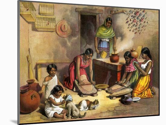 Mexican Women Making Tortillas, 1800s-null-Mounted Giclee Print