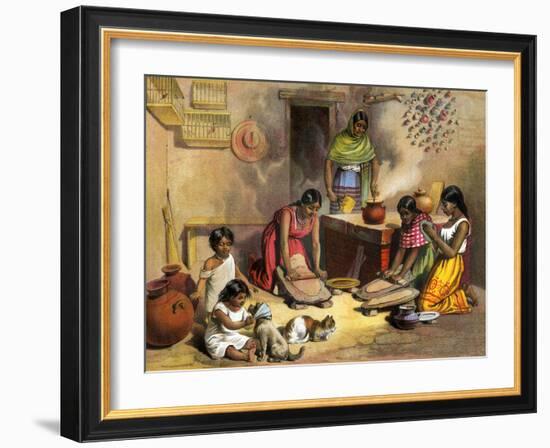 Mexican Women Making Tortillas, 1800s-null-Framed Giclee Print