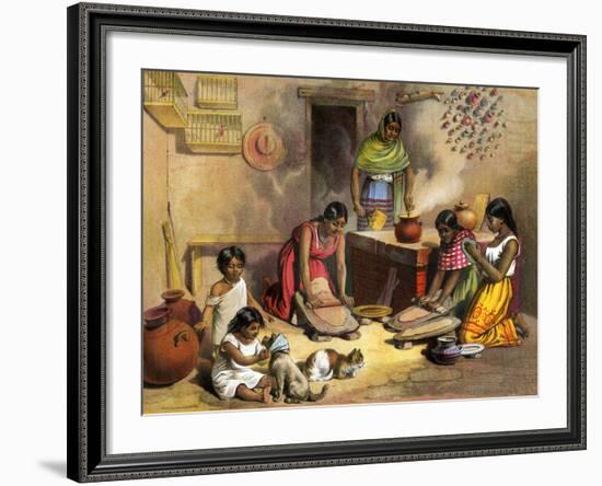 Mexican Women Making Tortillas, 1800s-null-Framed Giclee Print