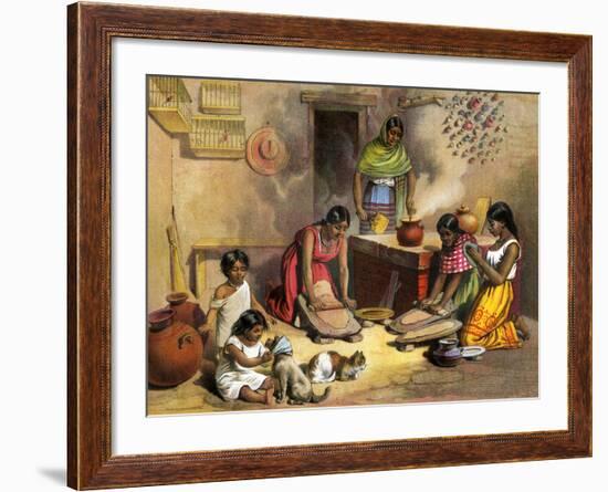 Mexican Women Making Tortillas, 1800s--Framed Giclee Print