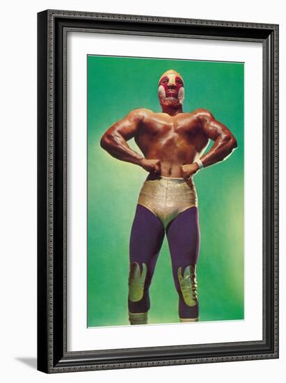 Mexican Wrestler Body Builder-null-Framed Art Print