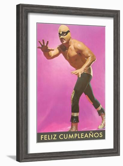 Mexican Wrestler, Feliz Cumpleanos-null-Framed Art Print