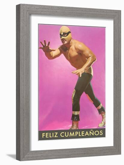 Mexican Wrestler, Feliz Cumpleanos-null-Framed Art Print