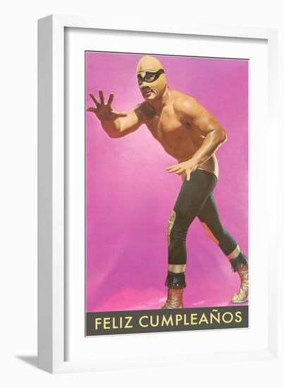 Mexican Wrestler, Feliz Cumpleanos-null-Framed Art Print