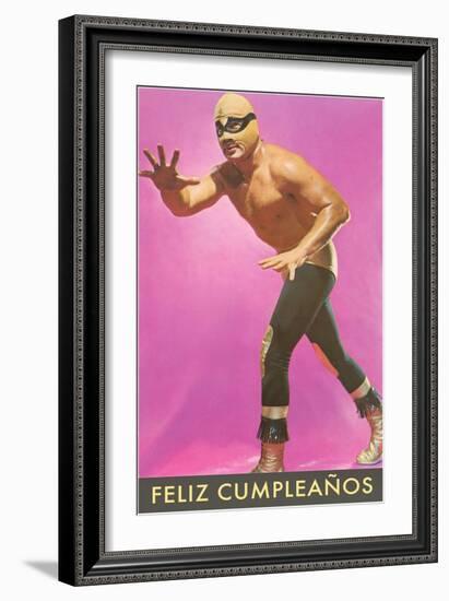 Mexican Wrestler, Feliz Cumpleanos-null-Framed Art Print