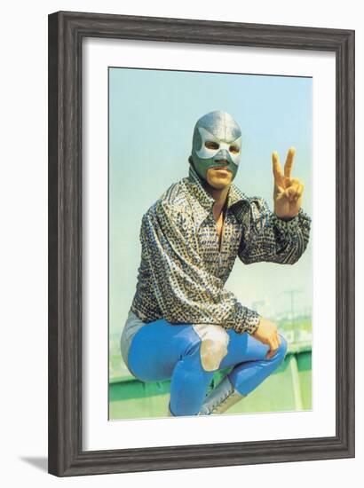 Mexican Wrestler in Lounge Singer Shirt--Framed Art Print